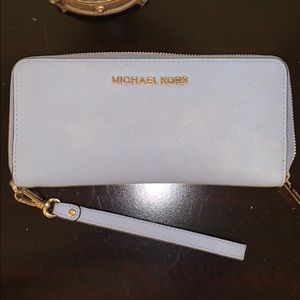 Robin egg blue Michael Kors wristlet